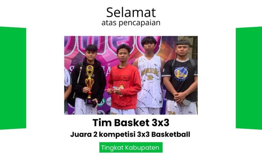 Juara 2 Kompetisi 3×3 Basketball tingkat SMP/MTS sederajat dalam ajang “Gebyar One Smansa 3×3 Competition”.