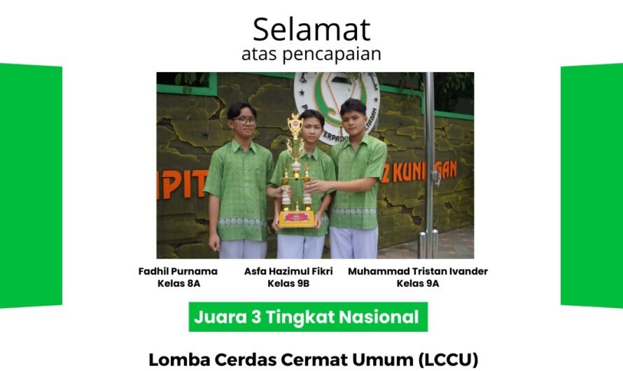 Juara 3 Tingkat Nasional Lomba Cerdas Cermat Umum (LCCU) dalam Ajang Remaja Berprestasi (ARESTA) Husnul Khotimah.