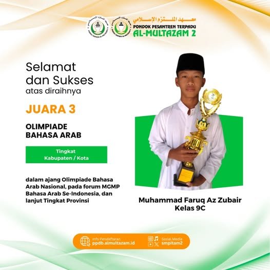 juara 3 Lomba Olimpiade Bahasa Arab tingkat Kabupaten dan lanjut ke tingkat Provinsi